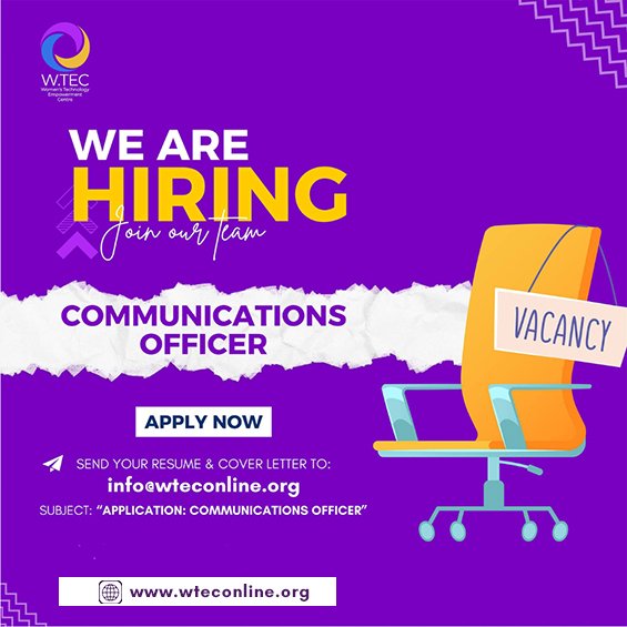 Join Our Team: W.TEC is Hiring a Communications Officer and Communications Intern in Lagos